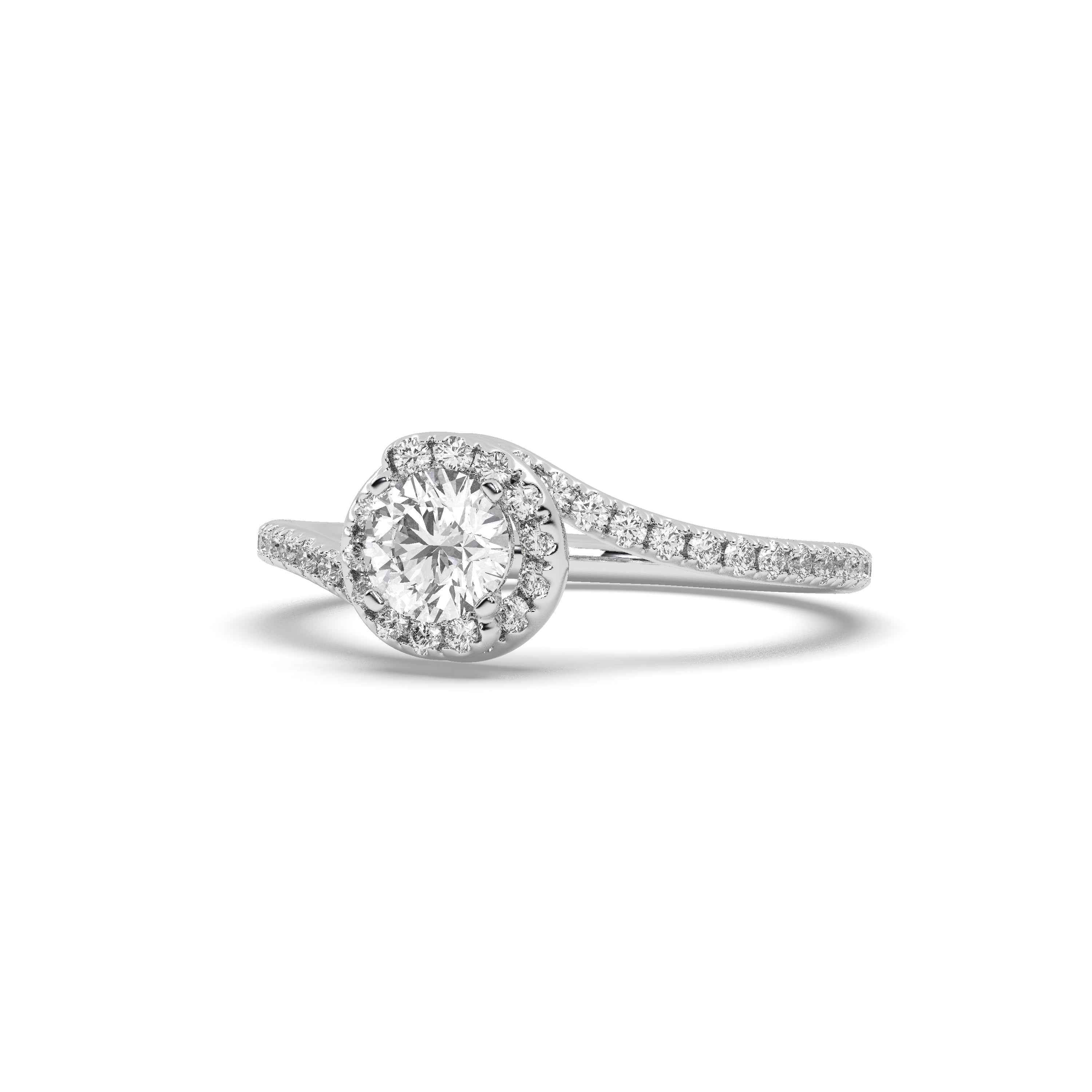 White Gold Studded 1.19 Carat Lab Grown Diamond Ring-G Color VS2 Clarity.